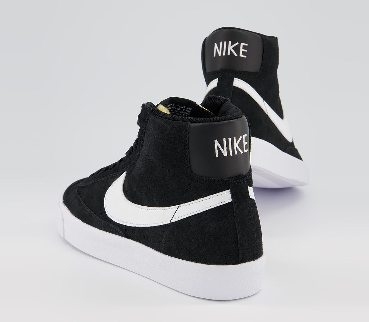 Nike Blazer Mid 77 Trainers Suede Black White Black - Nike 