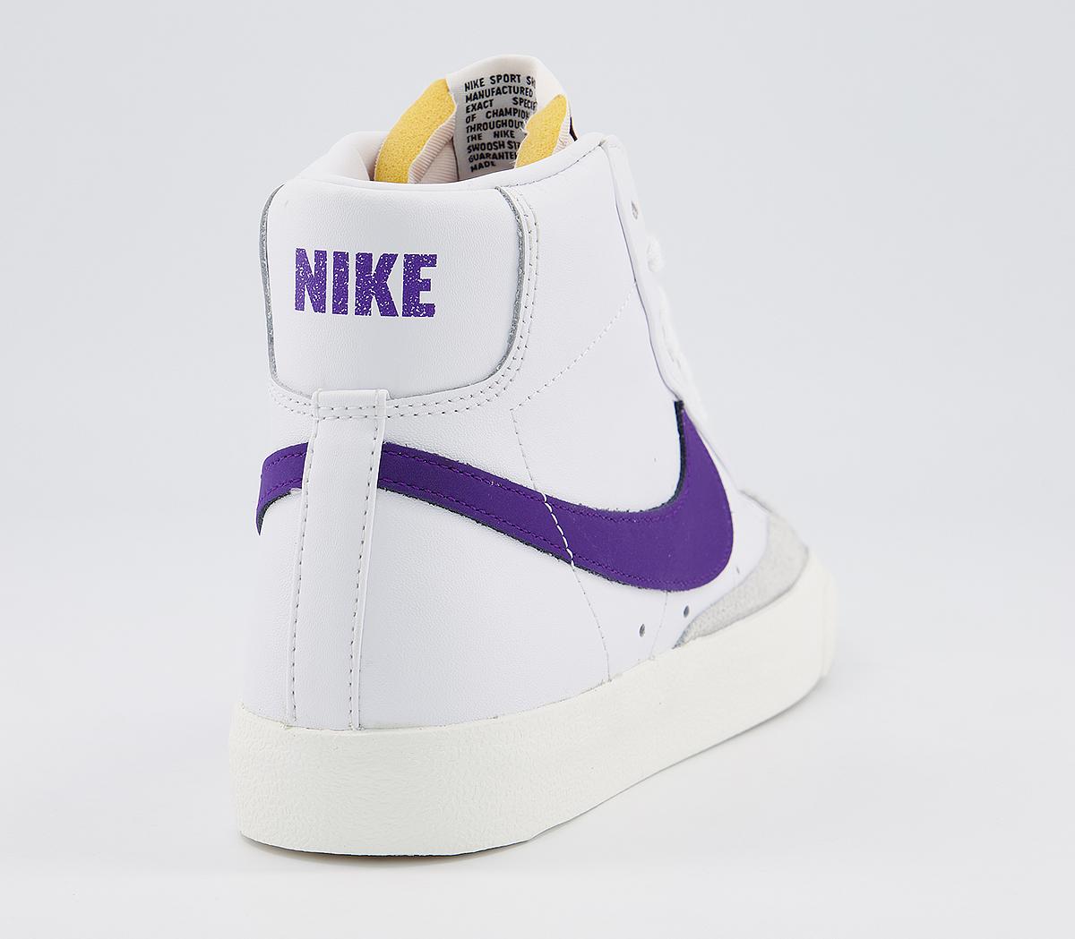 NikeBlazer Mid 77 TrainersWhite Voltage Purple Sail F