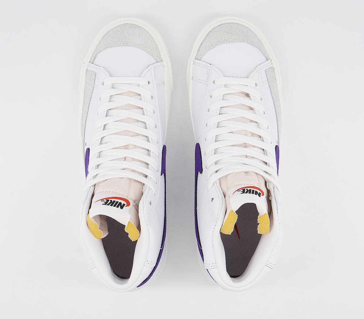 NikeBlazer Mid 77 TrainersWhite Voltage Purple Sail F