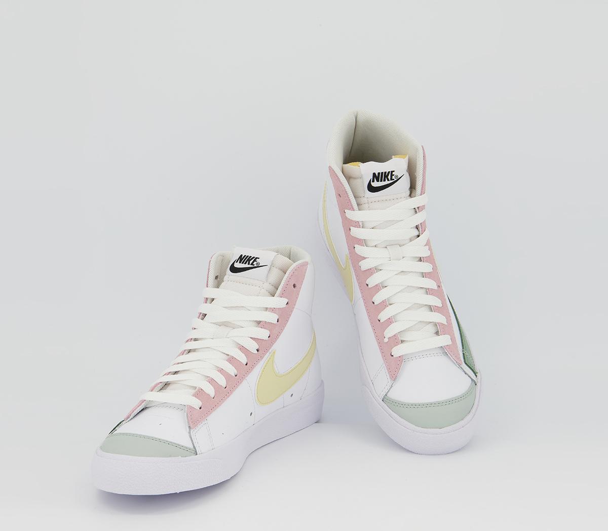 Nike Blazer Mid 77 Trainers White Lemon Drop Regal Pink - Women's Trainers