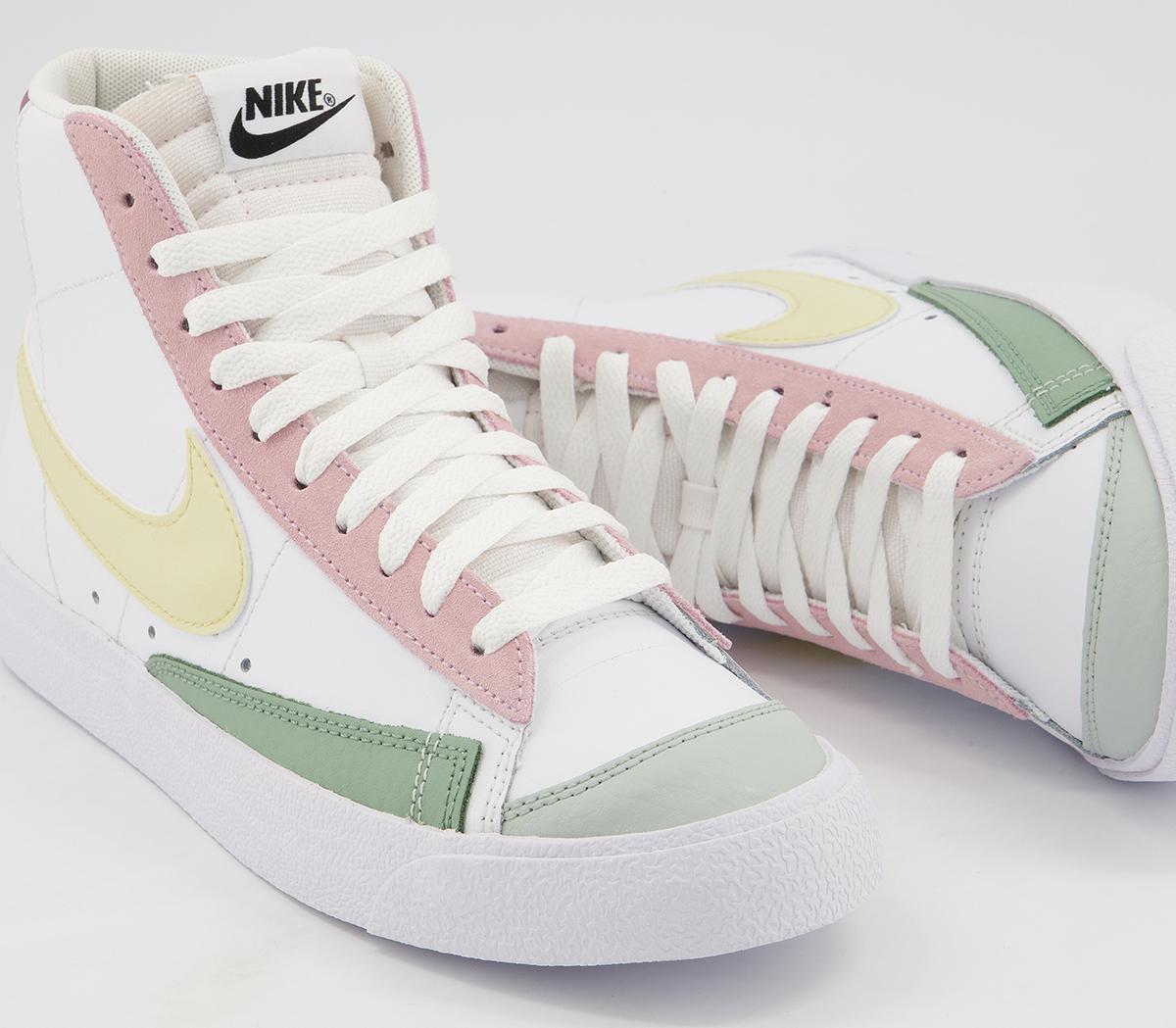 Nike Blazer Mid 77 Trainers White Lemon Drop Regal Pink - Unisex Sports