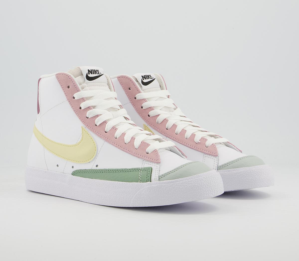 Nike Blazer Mid 77 Trainers White Lemon Drop Regal Pink - Women's Trainers