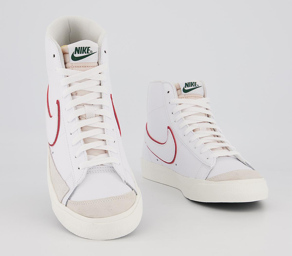 Nike Blazer Mid 77 Trainers Nike Blazer Mid 77 Trainers White University Red Noble Green Silver