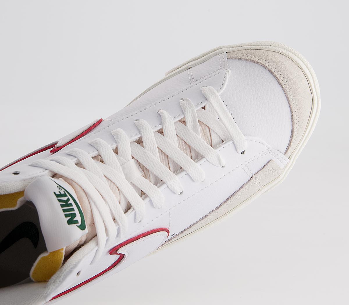 Nike Blazer Mid 77 Trainers Nike Blazer Mid 77 Trainers White University Red Noble Green Silver