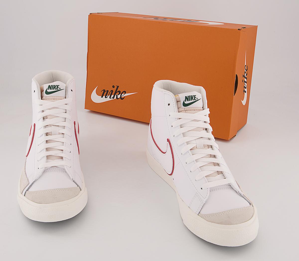 Nike Blazer Mid 77 Trainers Nike Blazer Mid 77 Trainers White University Red Noble Green Silver
