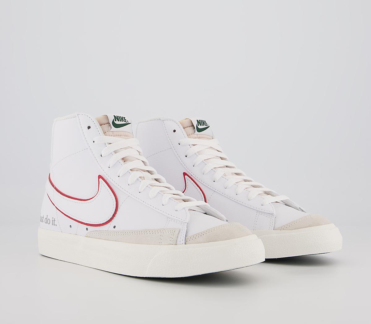 Nike Blazer Mid 77 Trainers Nike Blazer Mid 77 Trainers White University Red Noble Green Silver