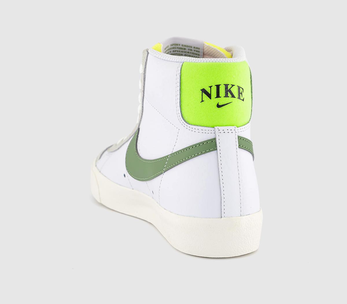 NikeBlazer Mid 77 TrainersWhite Oil Green Sail Volt
