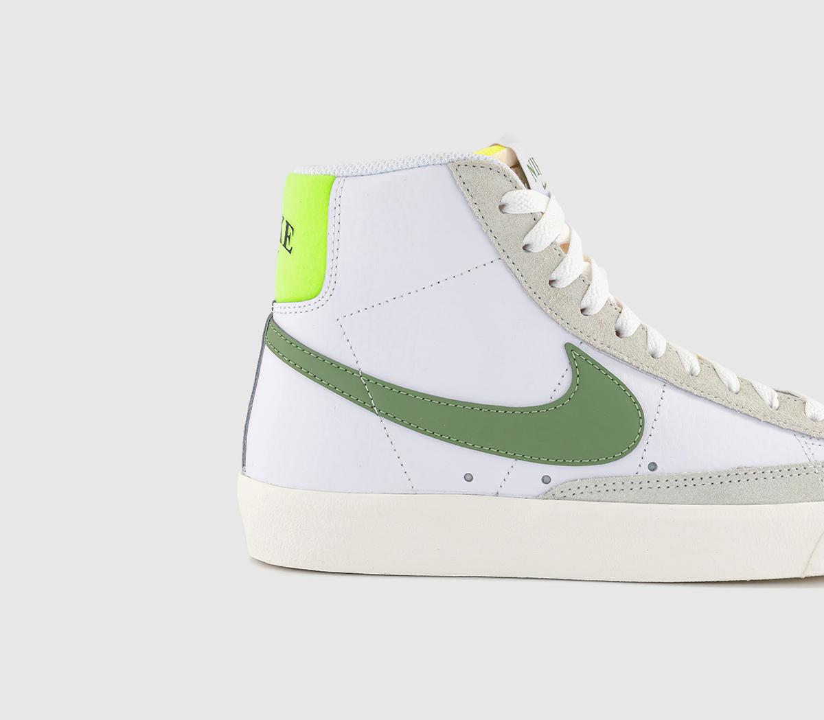 NikeBlazer Mid 77 TrainersWhite Oil Green Sail Volt