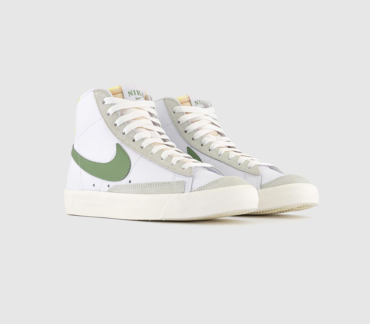 NikeBlazer Mid 77 TrainersWhite Oil Green Sail Volt