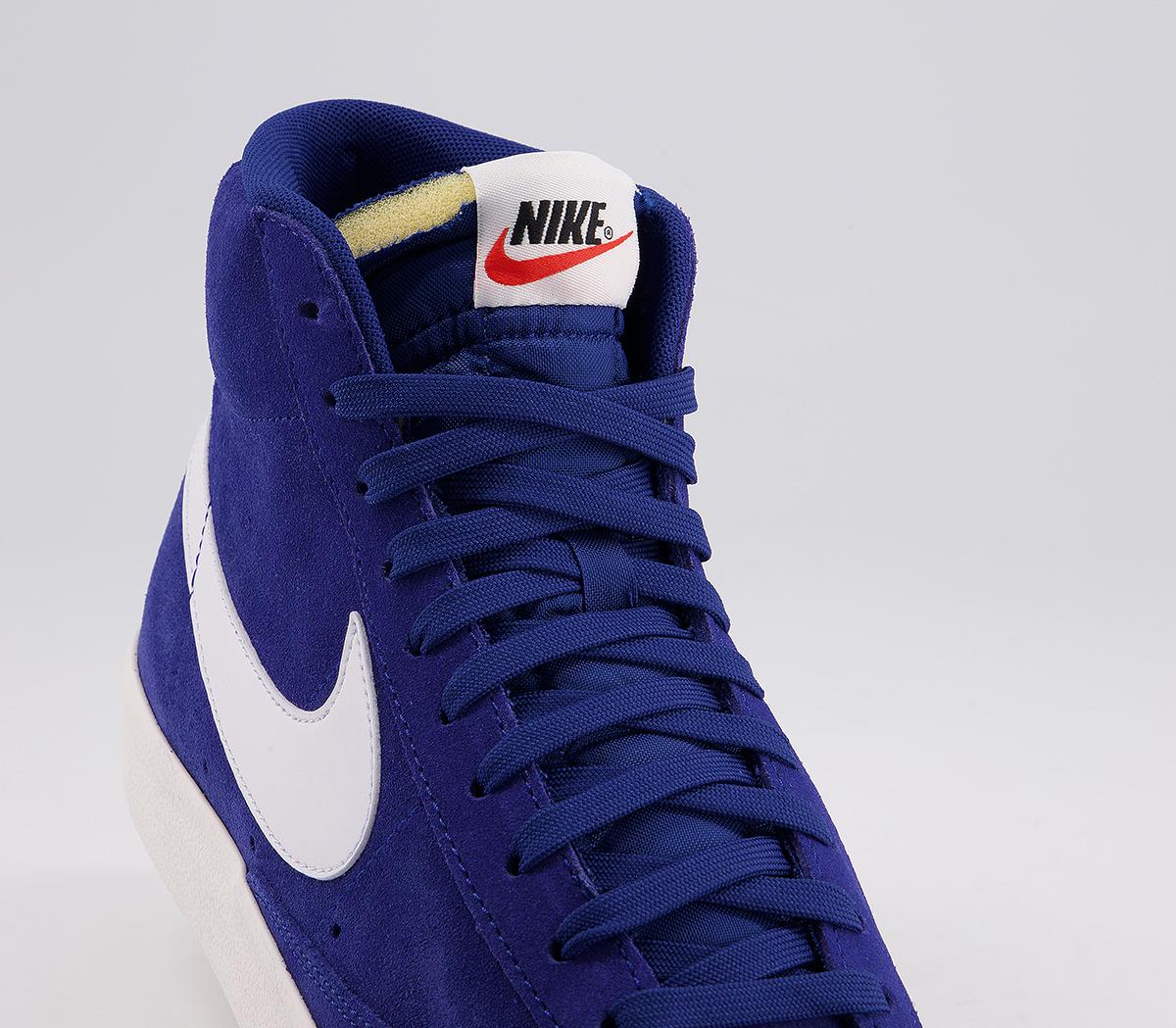 royal blue and white nike blazers