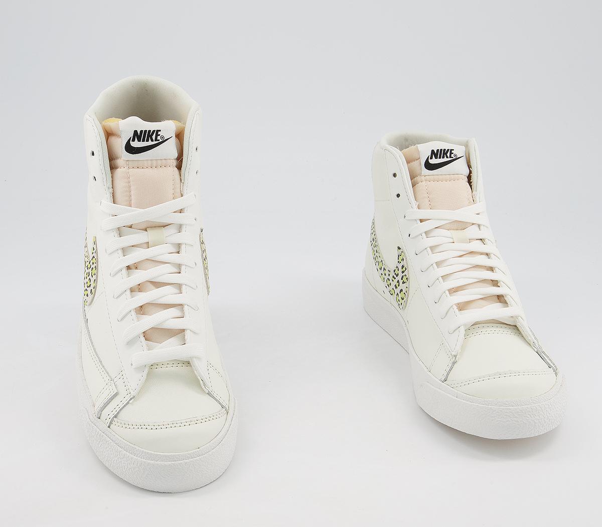 Nike Blazer Mid 77 Trainers Sail Sail Lemon Twist Black Leopard - Women ...