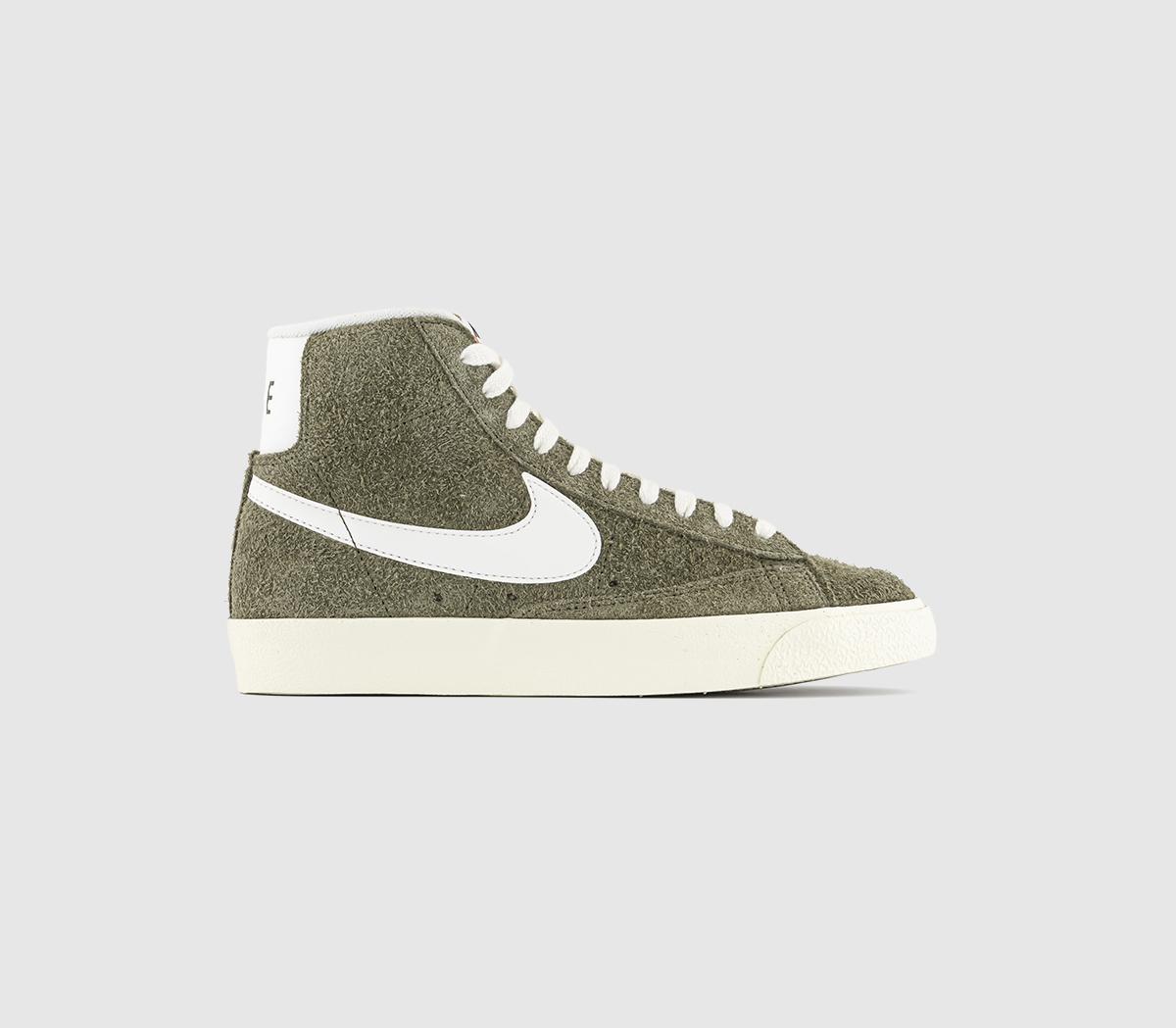 Blazer Mid 77 Trainers Medium Olive Sail Coconut Milk Black