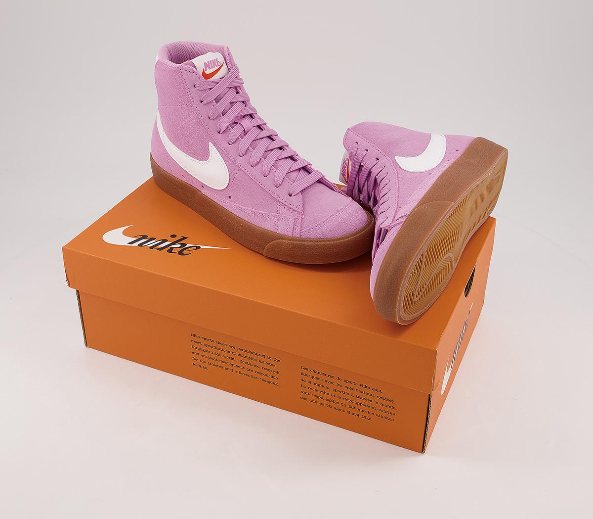 Nike Blazer Mid 77 Trainers Nike Blazer Mid 77 Trainers Suede Beyond Pink White Gum Brown