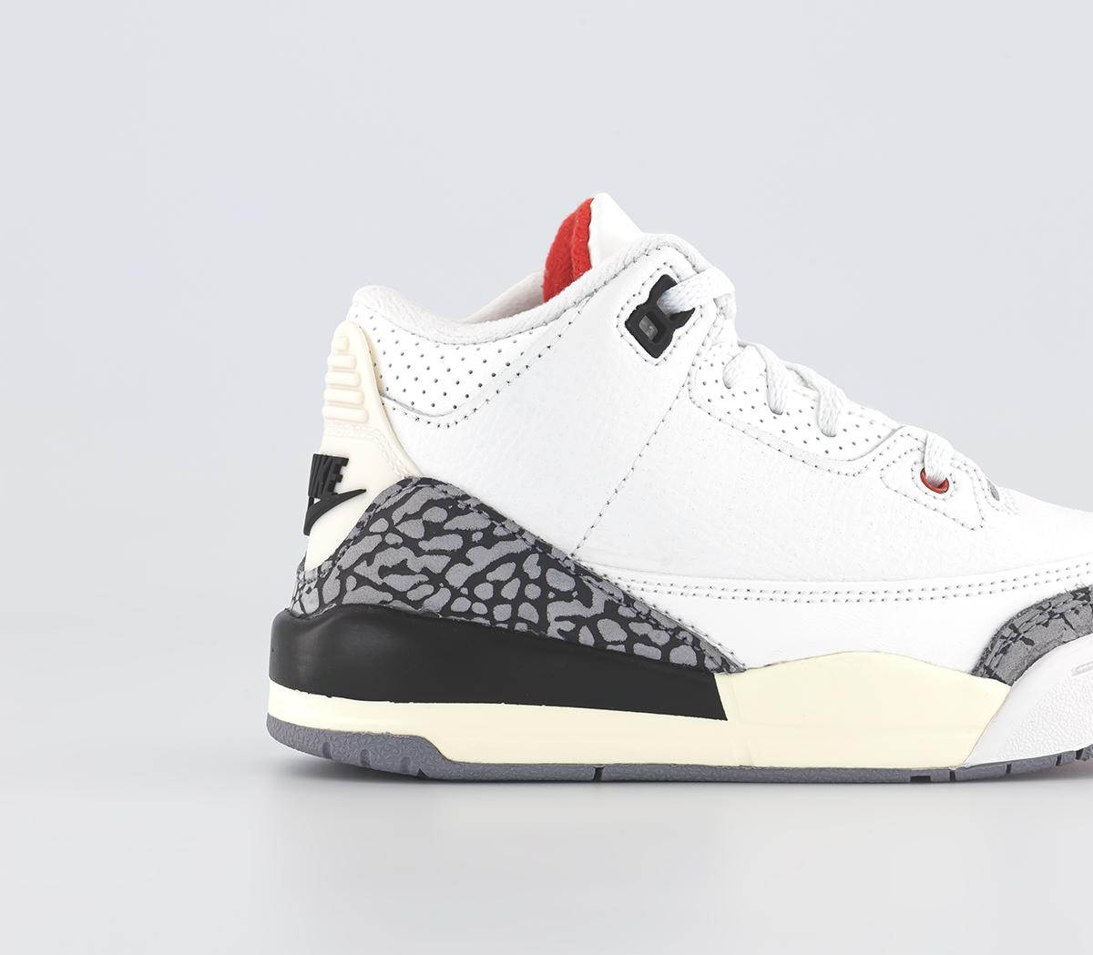 Jordan Jordan 3 Kids Trainers Summit White Fire Red Black Cement Grey