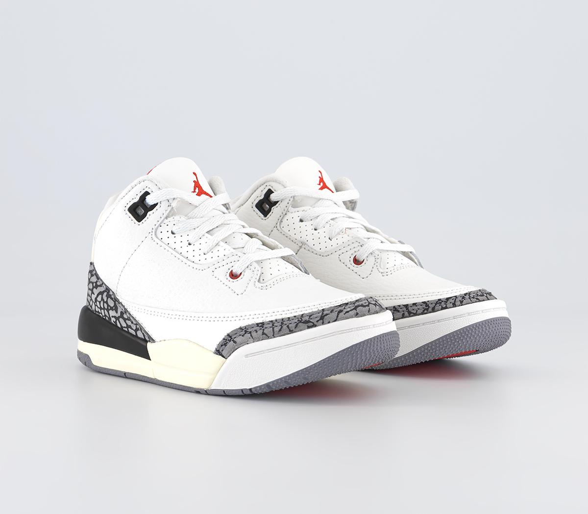 Jordan Jordan 3 Kids Trainers Summit White Fire Red Black Cement Grey