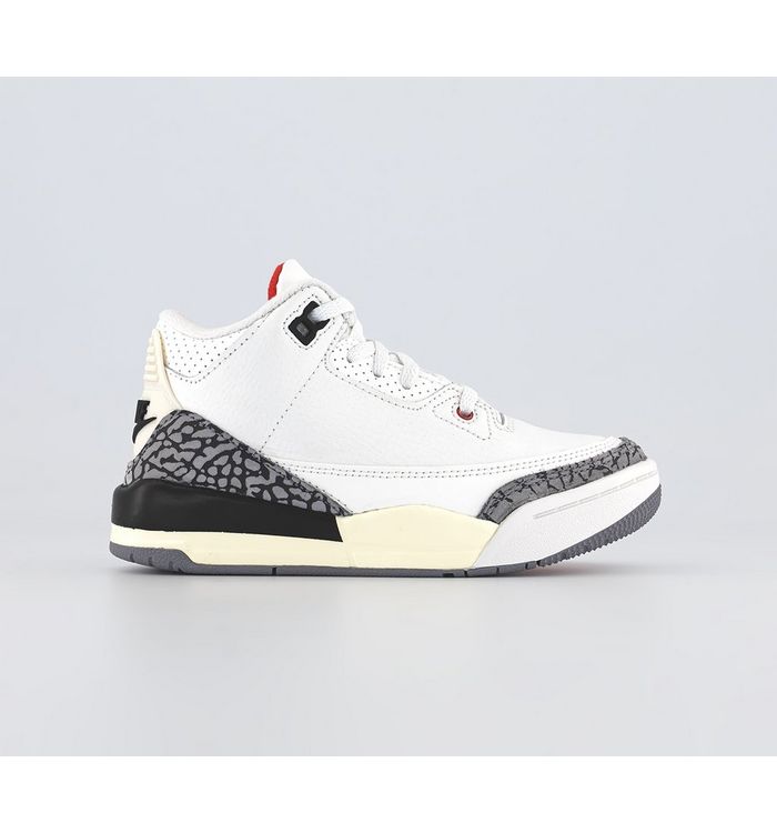 Jordan 3 Kids White, Black And Grey Trainers, Size: 13 Youth