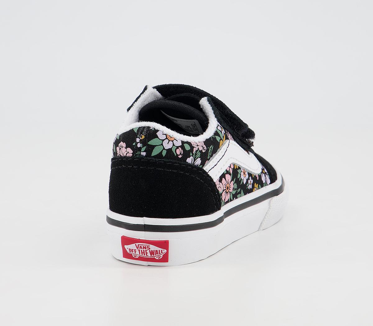 Vans Old Skool Toddler Trainers Vans Old Skool Toddler Trainers Floral Black True White