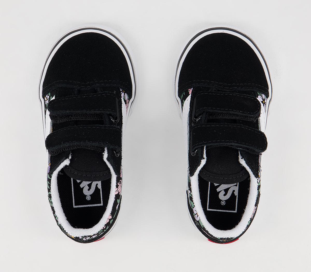 Vans Old Skool Toddler Trainers Vans Old Skool Toddler Trainers Floral Black True White