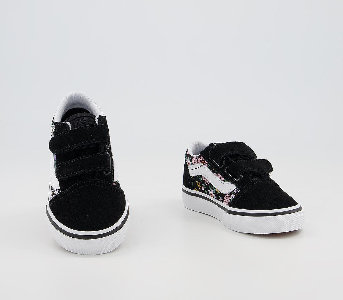 Vans Old Skool Toddler Trainers Vans Old Skool Toddler Trainers Floral Black True White