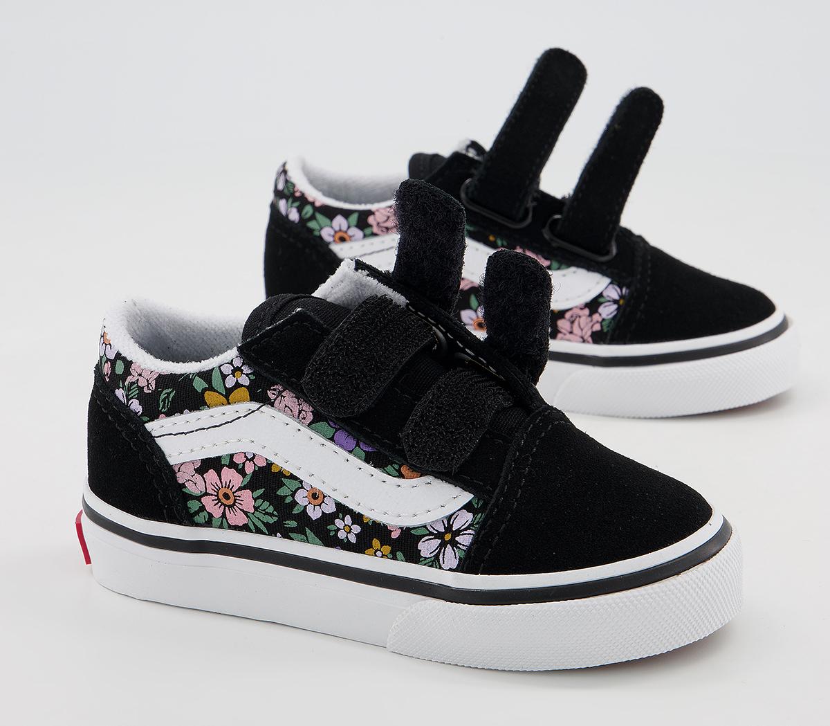 Vans Old Skool Toddler Trainers Vans Old Skool Toddler Trainers Floral Black True White