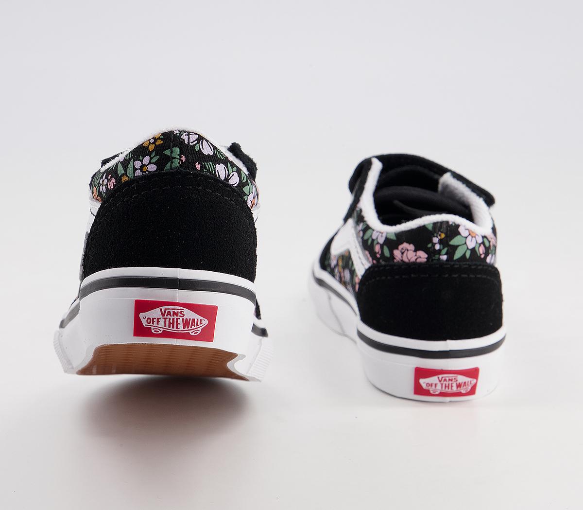 Vans Old Skool Toddler Trainers Vans Old Skool Toddler Trainers Floral Black True White