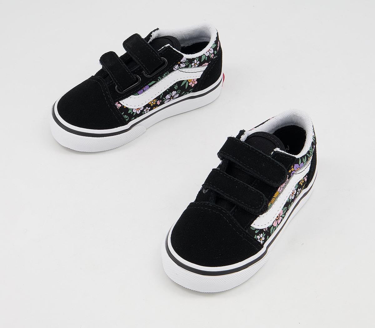 Vans Old Skool Toddler Trainers Vans Old Skool Toddler Trainers Floral Black True White