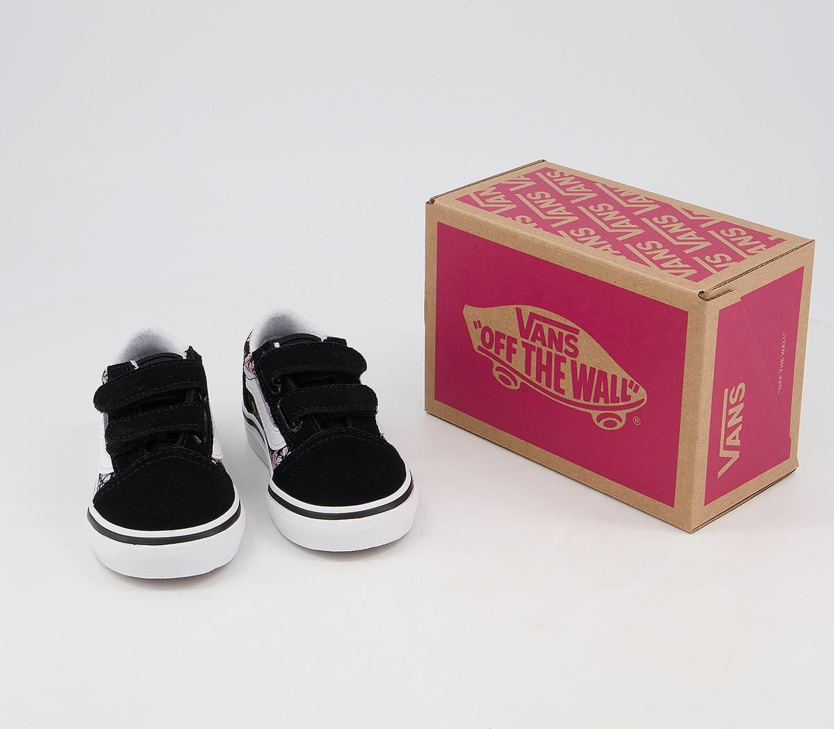 Vans Old Skool Toddler Trainers Vans Old Skool Toddler Trainers Floral Black True White