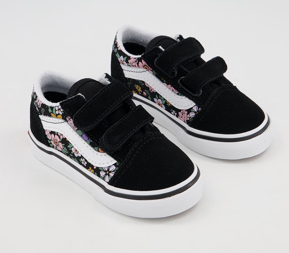 Vans Old Skool Toddler Trainers Vans Old Skool Toddler Trainers Floral Black True White