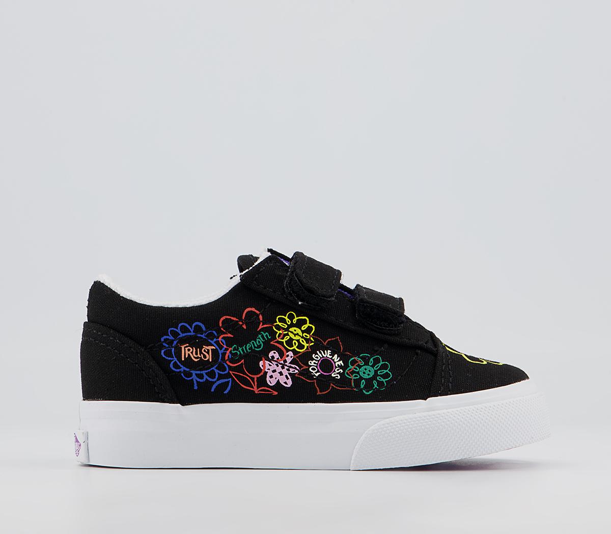 Vans old skool trainers hot sale black true white garden floral