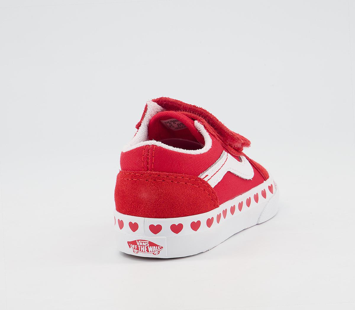 Vans Old Skool Toddler Trainers Vans Old Skool Toddler Trainers Heart Foxing Fuchsia Purple High Risk Red