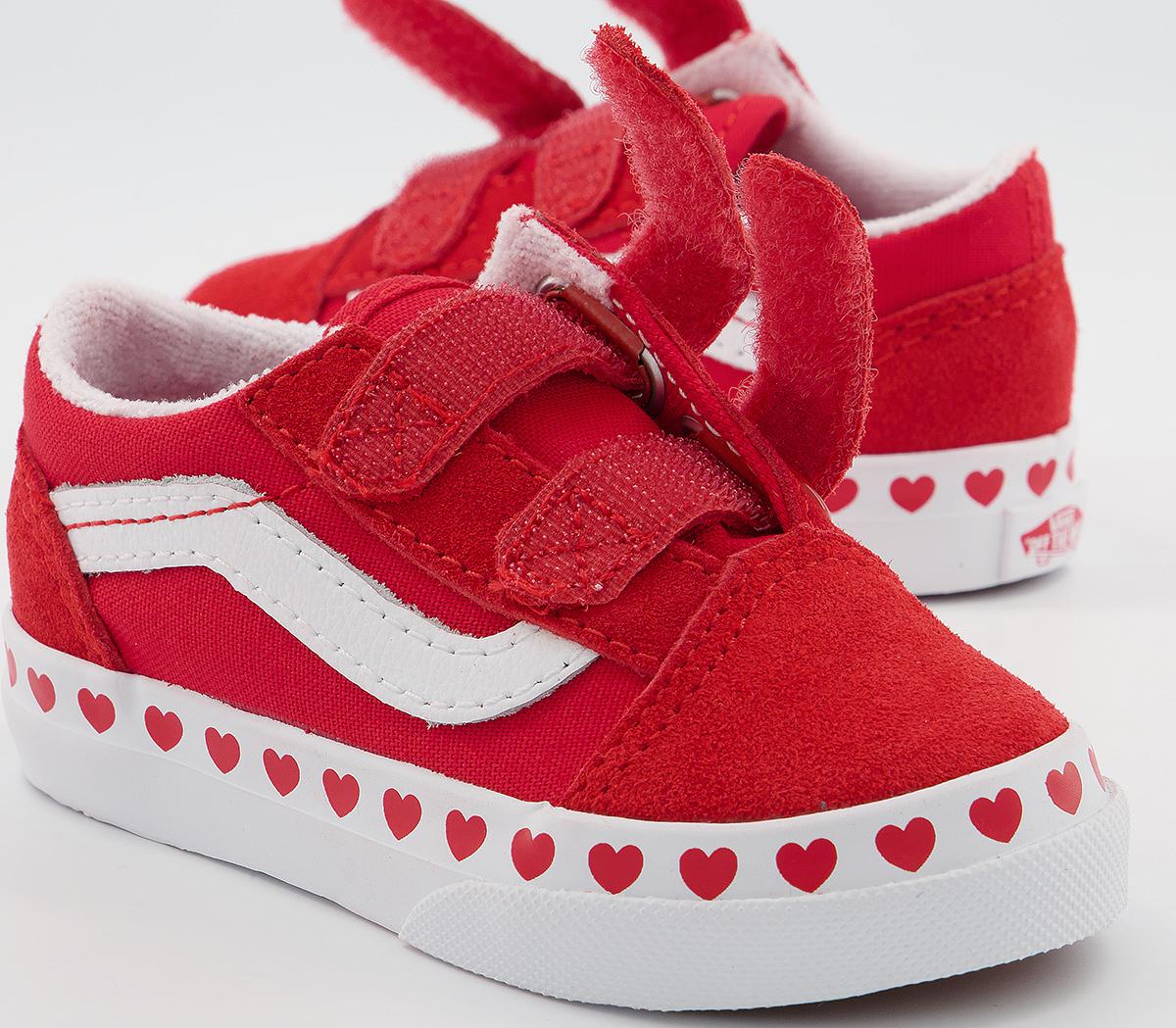 Vans Old Skool Toddler Trainers Vans Old Skool Toddler Trainers Heart Foxing Fuchsia Purple High Risk Red