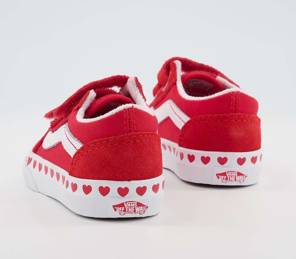 Vans Old Skool Toddler Trainers Vans Old Skool Toddler Trainers Heart Foxing Fuchsia Purple High Risk Red