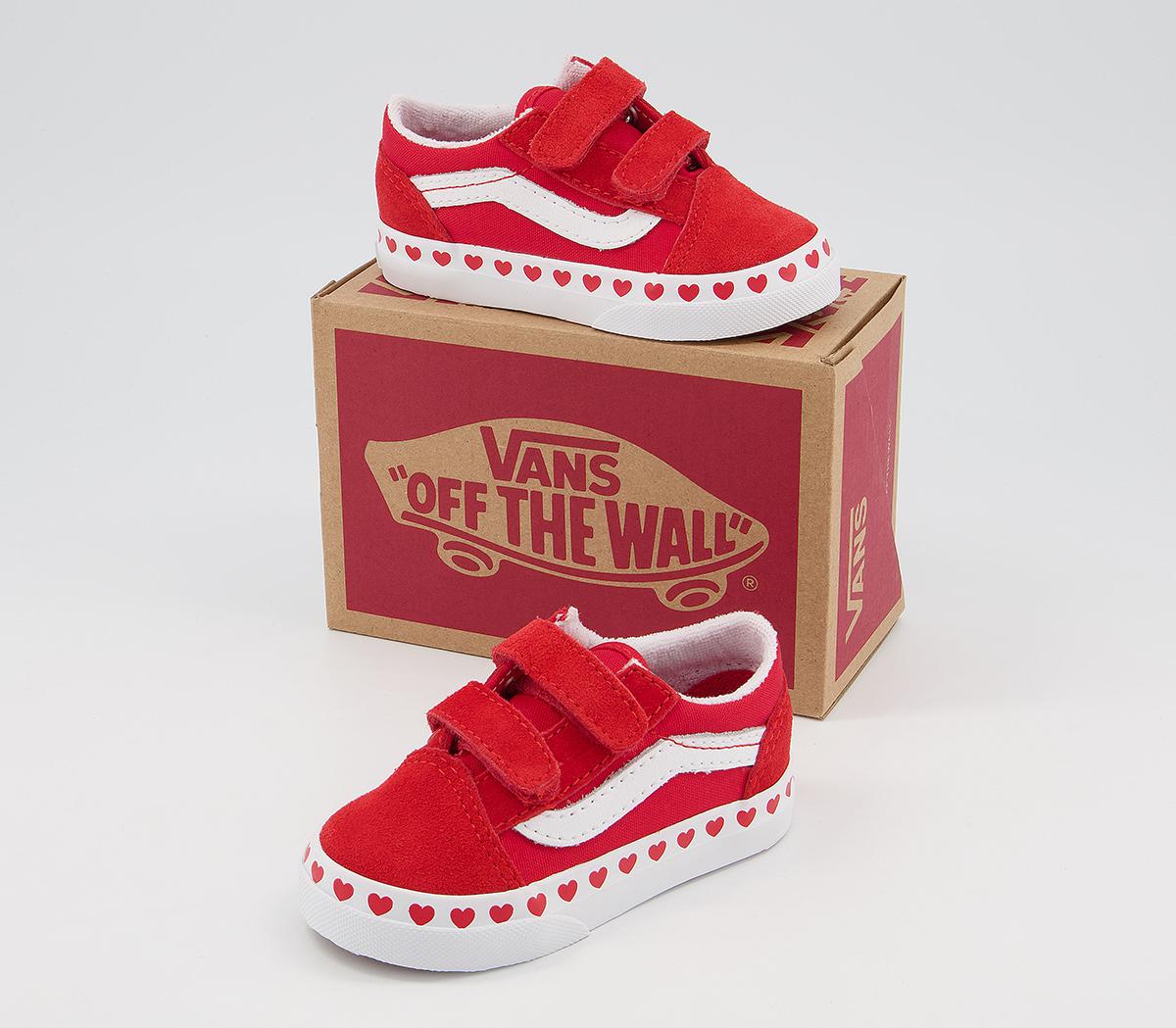 Vans Old Skool Toddler Trainers Vans Old Skool Toddler Trainers Heart Foxing Fuchsia Purple High Risk Red