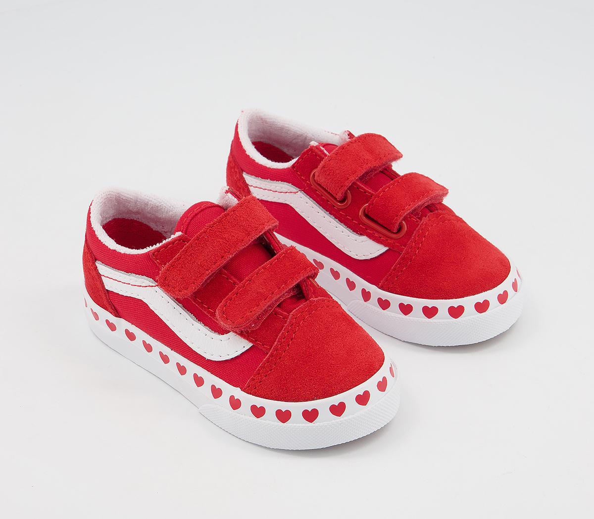 Vans Old Skool Toddler Trainers Vans Old Skool Toddler Trainers Heart Foxing Fuchsia Purple High Risk Red