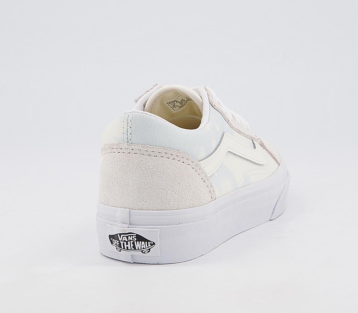 Vans Old Skool Kids Trainers Vans Old Skool Kids Trainers Bleached Wash Ballard Blue Marshmellow