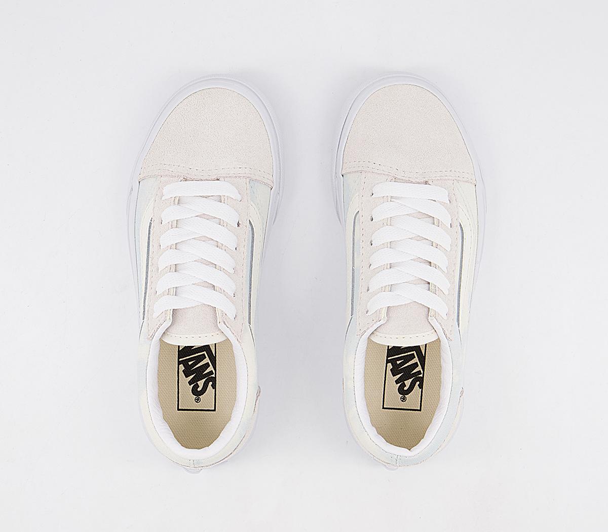 Vans Old Skool Kids Trainers Vans Old Skool Kids Trainers Bleached Wash Ballard Blue Marshmellow
