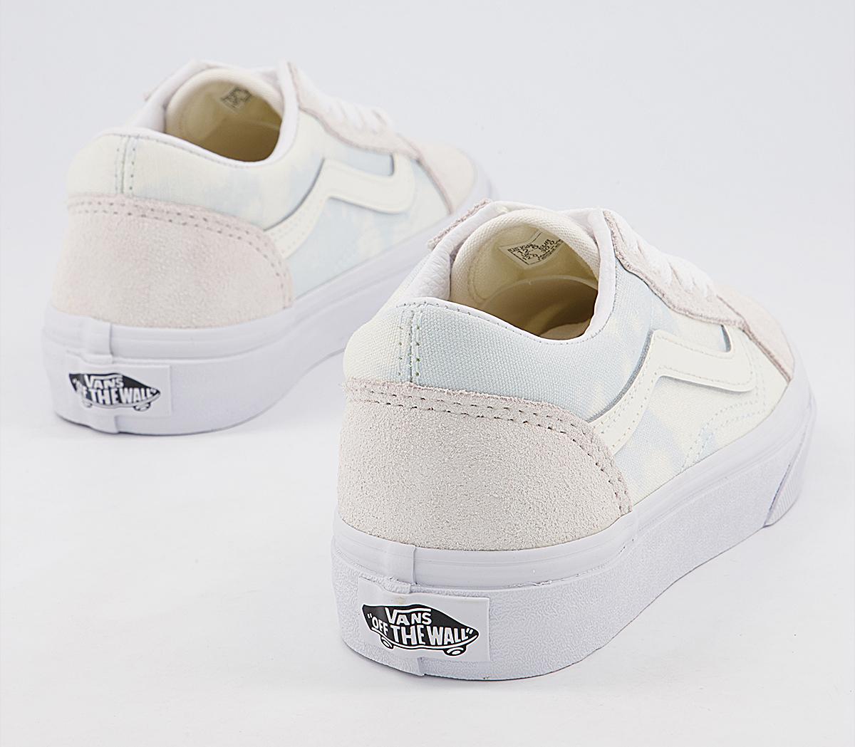 Vans Old Skool Kids Trainers Vans Old Skool Kids Trainers Bleached Wash Ballard Blue Marshmellow
