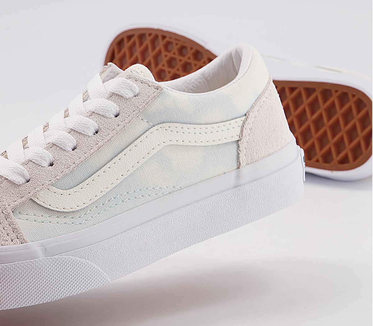 Vans Old Skool Kids Trainers Vans Old Skool Kids Trainers Bleached Wash Ballard Blue Marshmellow