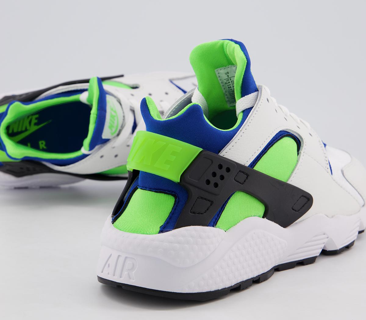 nike air huarache trainers white scream green royal blue black