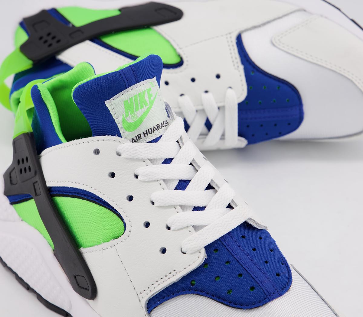 Nike Air Huarache Trainers White Scream Green Royal Blue Black