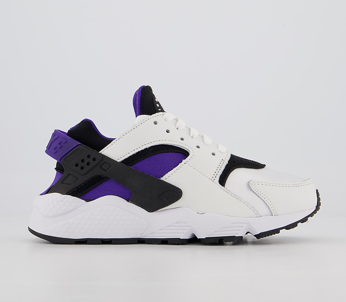 Nike Air Huarache Trainers White Black Electro Purple Women s Trainers