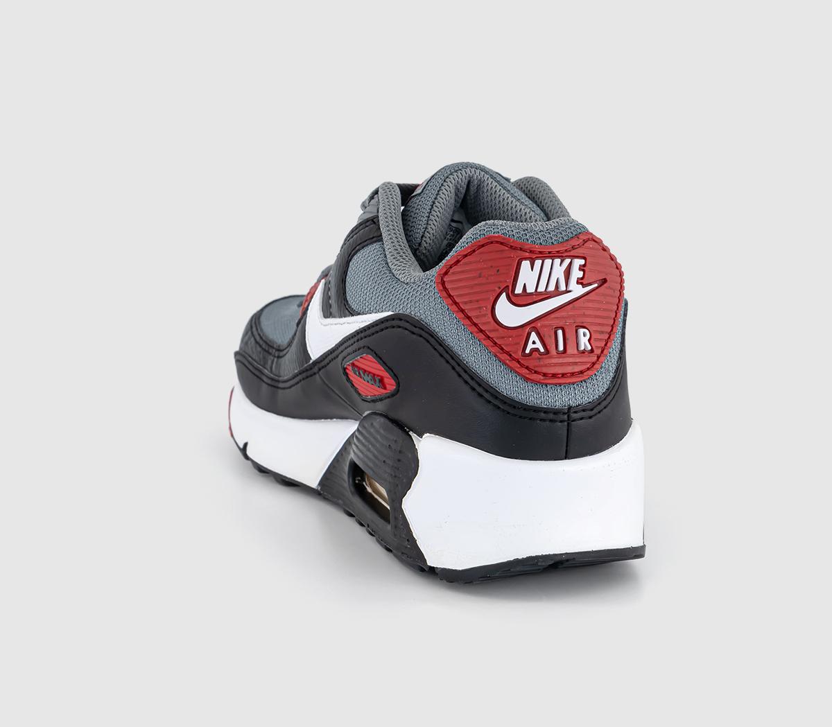 NikeAir Max 90 GS TrainersBlack White Cool Grey Gym Red