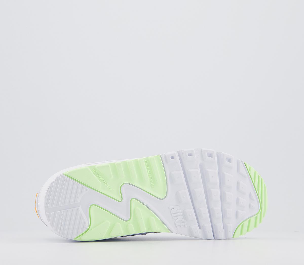 NikeAir Max 90 GS TrainersWhite Smoke Grey Laser Orange Aurora Sapphire