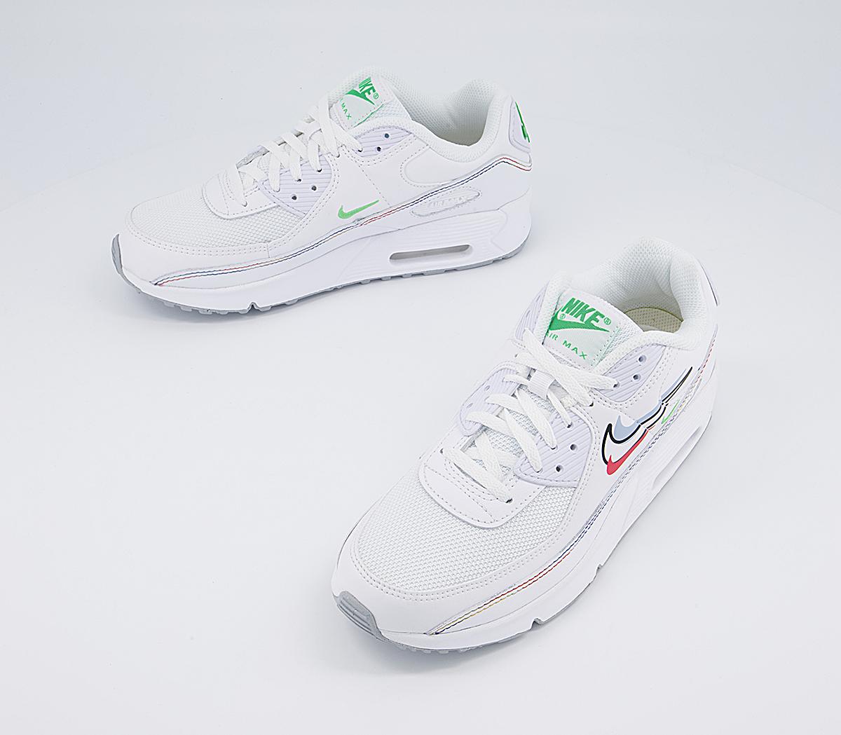 Nike Air Max 90 Gs Trainers Nike Air Max 90 Gs Trainers White Green Spar Aluminum Black