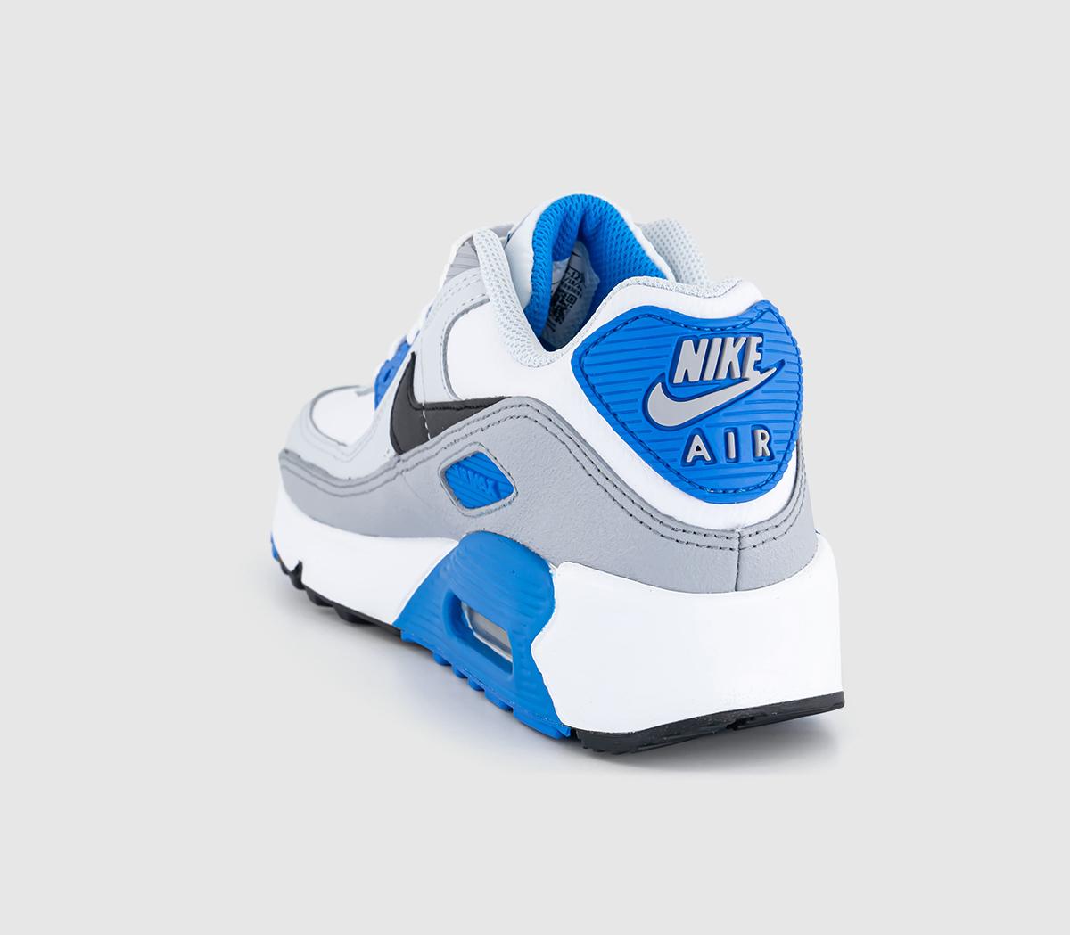 NikeAir Max 90 GS Trainers NikeAir Max 90 GS TrainersWhite Black Photo Blue Pure Platinum