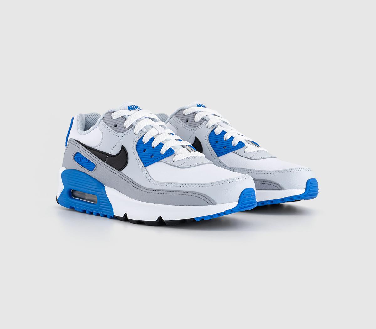 NikeAir Max 90 GS Trainers NikeAir Max 90 GS TrainersWhite Black Photo Blue Pure Platinum