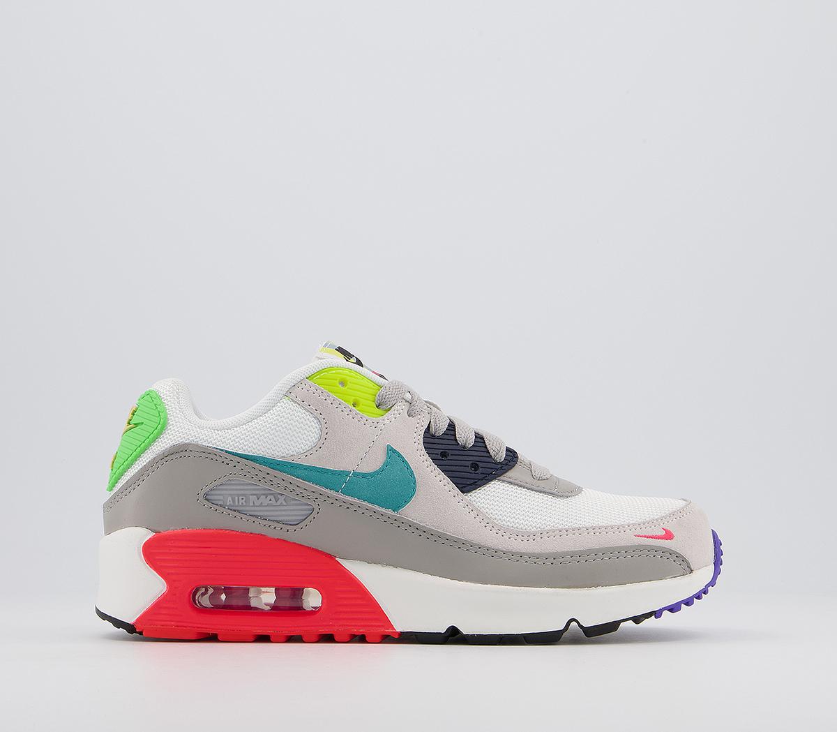 NikeAir Max 90 Gs TrainersPearl Grey Sport Turquoise White Black