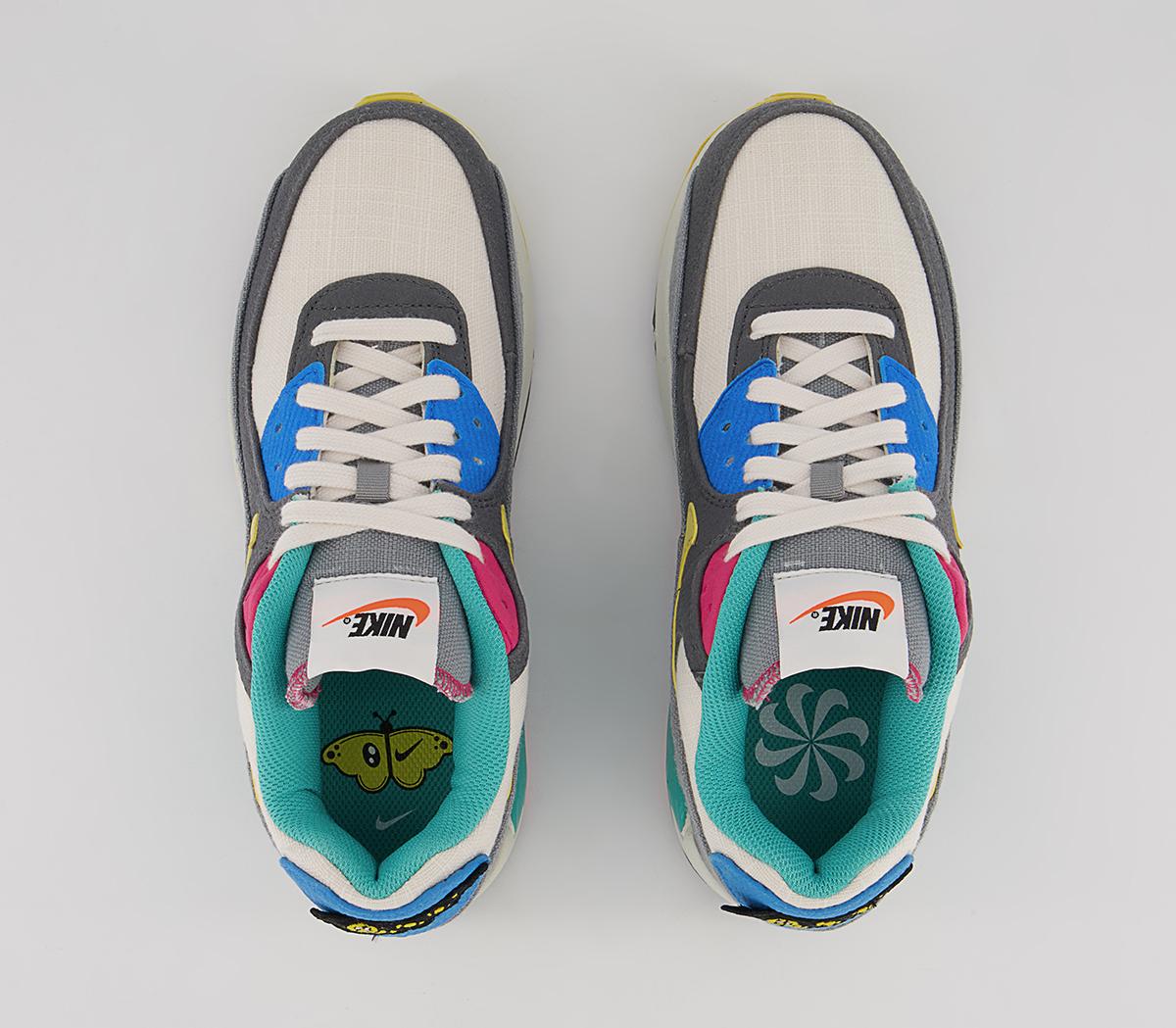 Nike Air Max 90 Gs Trainers Nike Air Max 90 Gs Trainers Phantom Celery Iron Grey Rush Pink