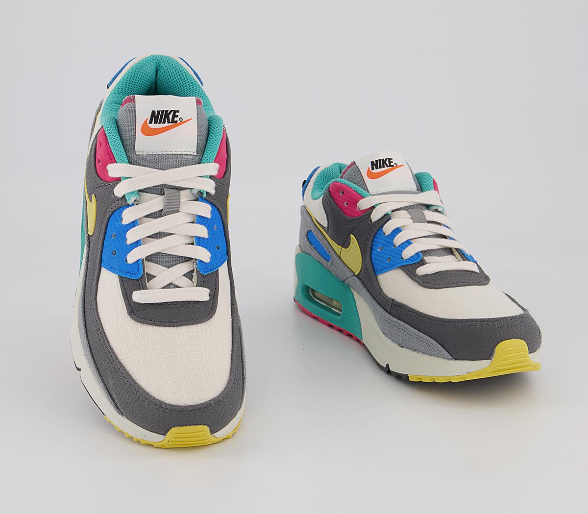 Nike Air Max 90 Gs Trainers Nike Air Max 90 Gs Trainers Phantom Celery Iron Grey Rush Pink