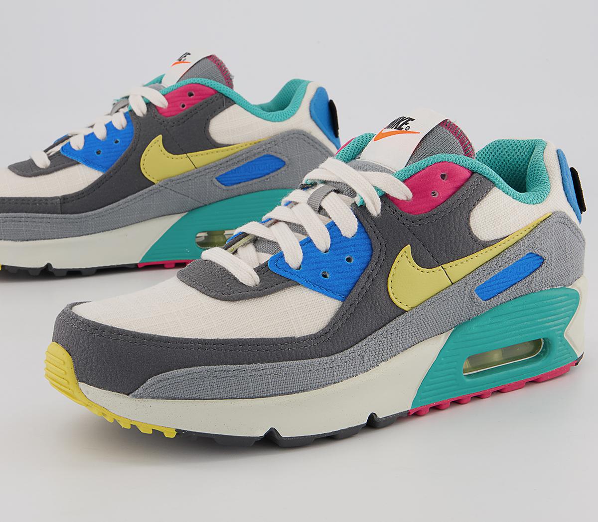 Nike Air Max 90 Gs Trainers Nike Air Max 90 Gs Trainers Phantom Celery Iron Grey Rush Pink